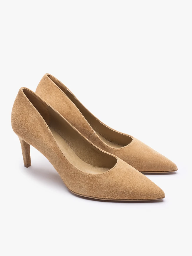 Beigefarbene Stiletto-Pumps