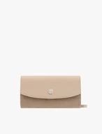Beige leather and suede clutch bag