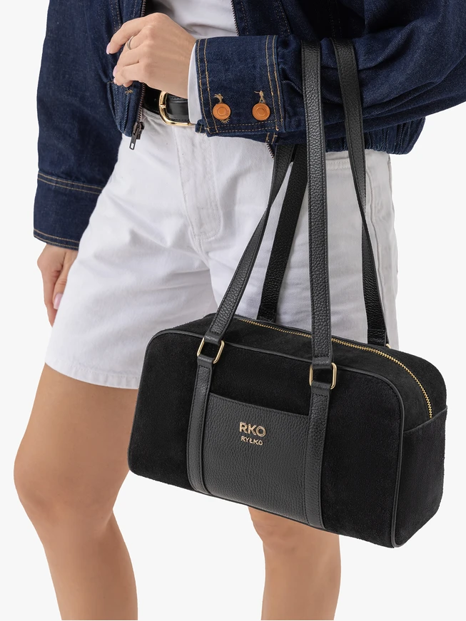 Black Baguette Leather Bag