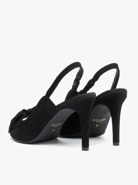 Czarne sandały peep toe z kokardą