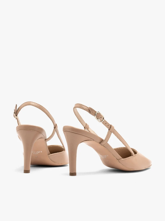 Beigefarbene Slingback-Pumps