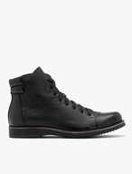 Black men’s boots with beige-welt sole