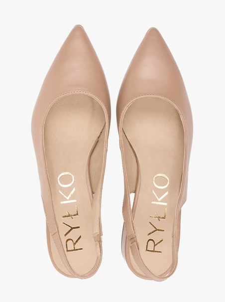 Beżowe czółenka bez pięty slingback na słupku