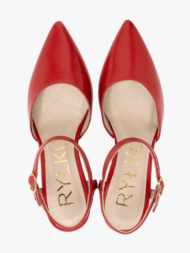 Rote Damen-Pumps mit offenem Absatz