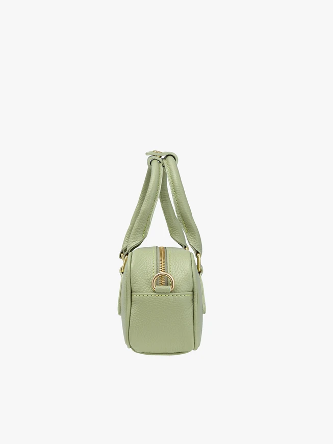 Baguette-Handtasche aus hellgrünem Leder