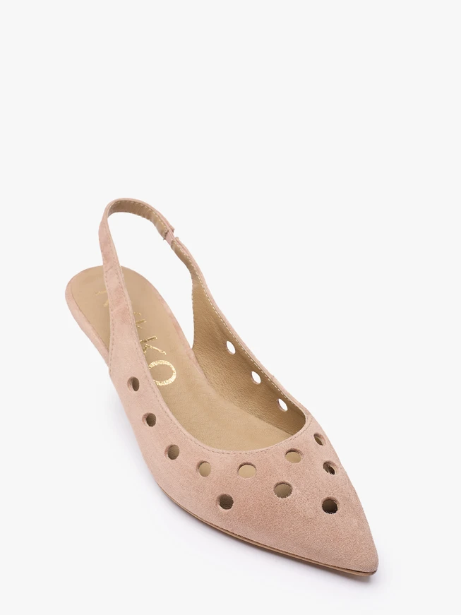 Dreckig rosafarbene Slingback-Pumps ohne Absatz mit Cut-out