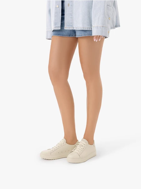 Cream Women’s Lace-Up Leather Shoes