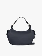 Marineblaue vollnarbige Lederhandtasche