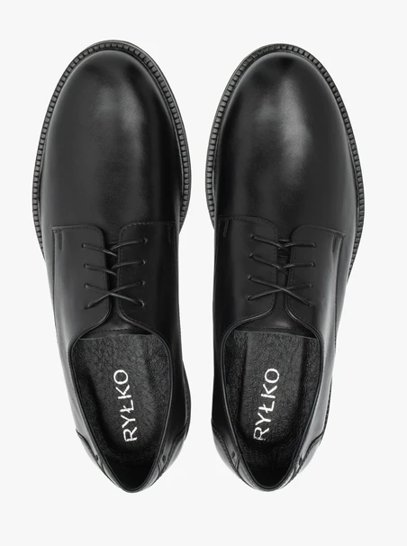 Schwarze Halbschuhe aus Leder zum Schnüren