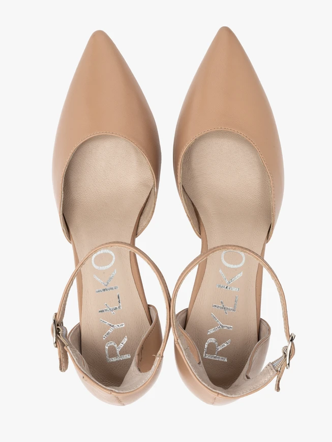 Two-piece beige women's stiletto pumps