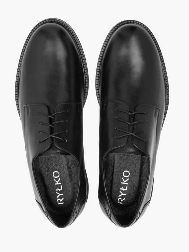 Schwarze Halbschuhe aus Leder zum Schnüren