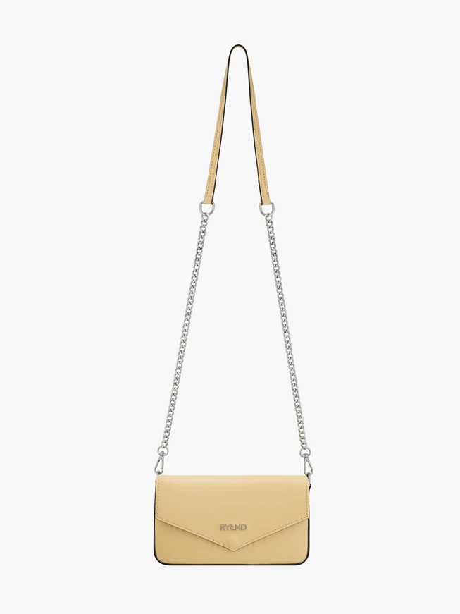 Leuchtend gelbe Clutch-Tasche mit Kette