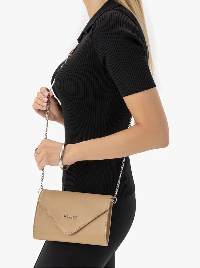Dark Beige Leather Clutch
