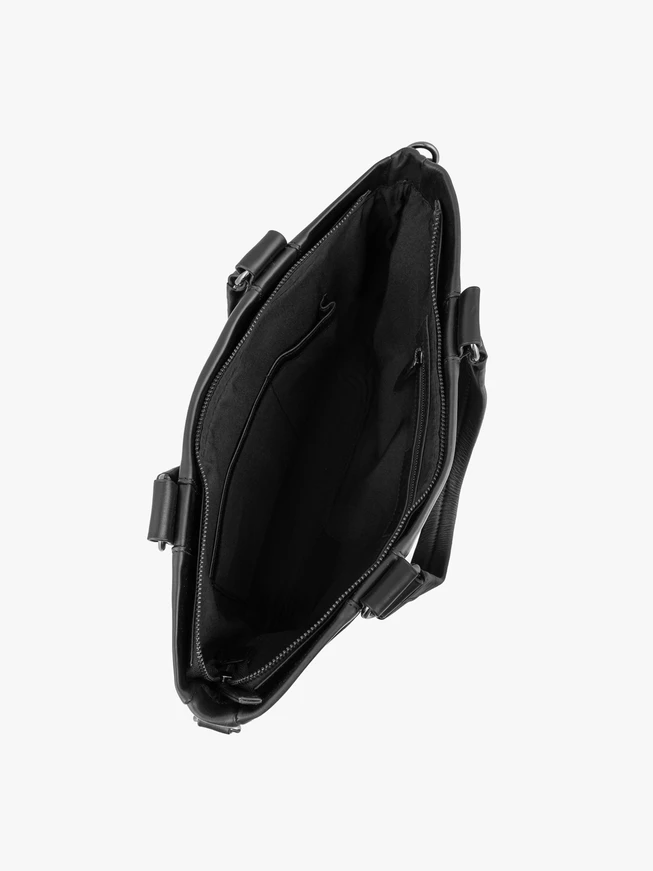 Schwarzes Leder Laptop Rucksack Tasche