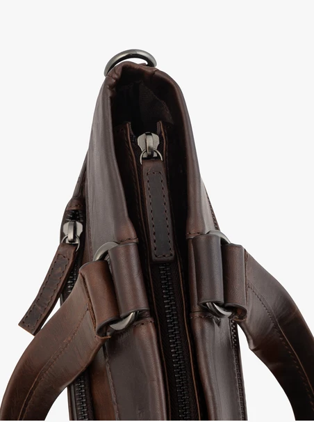 Braune A4-Laptoptasche aus genarbtem Leder