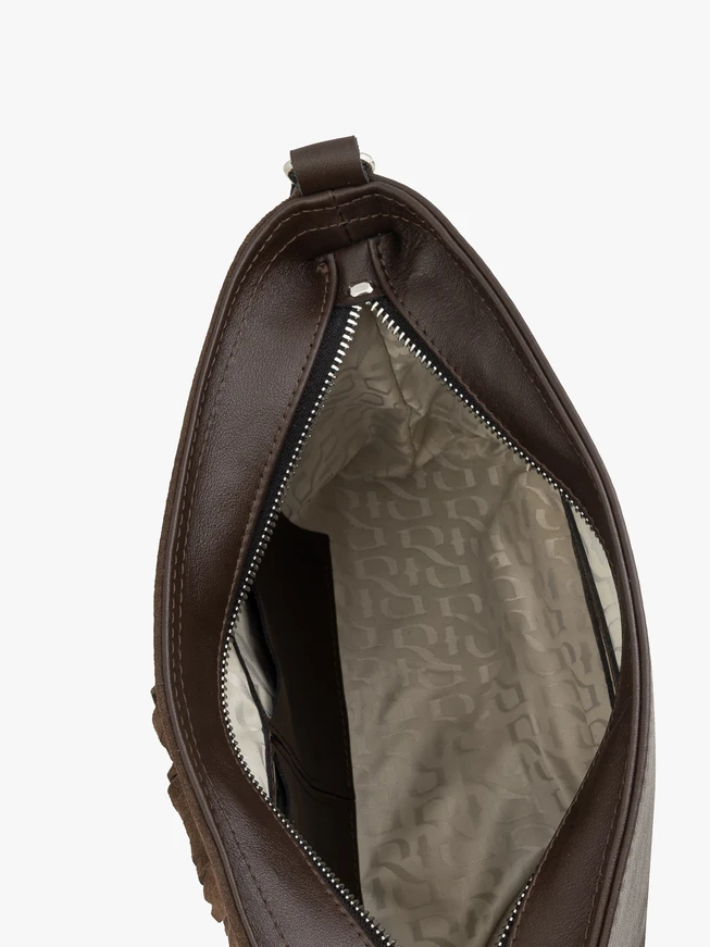 Dunkelbraune Handtasche mit Fransen
