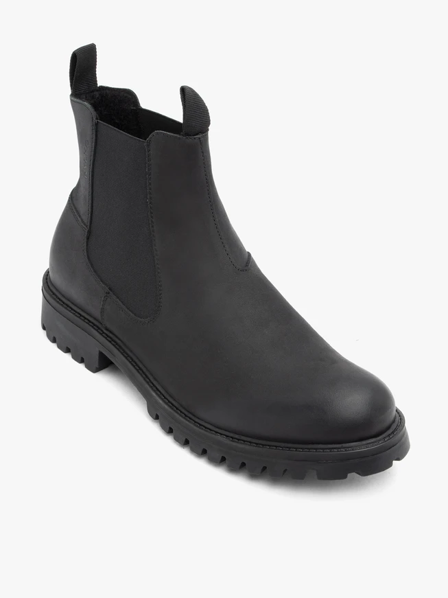 Schwarze Nubukleder-Pantoffeln