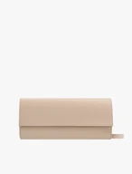 Beige elongated leather clutch bag