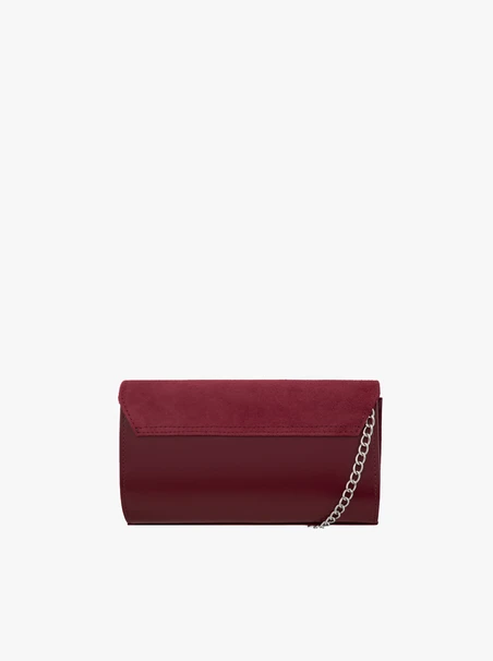 Burgundy two-tone clutch