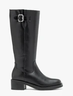 Black Leather Winter Boots for Women