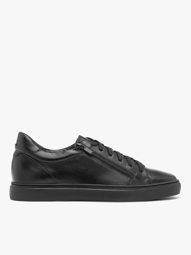 Schwarze Herren-Turnschuhe mit dekorativem Reißverschluss