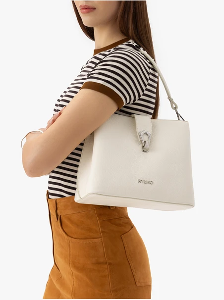 Cream elegant leather handbag