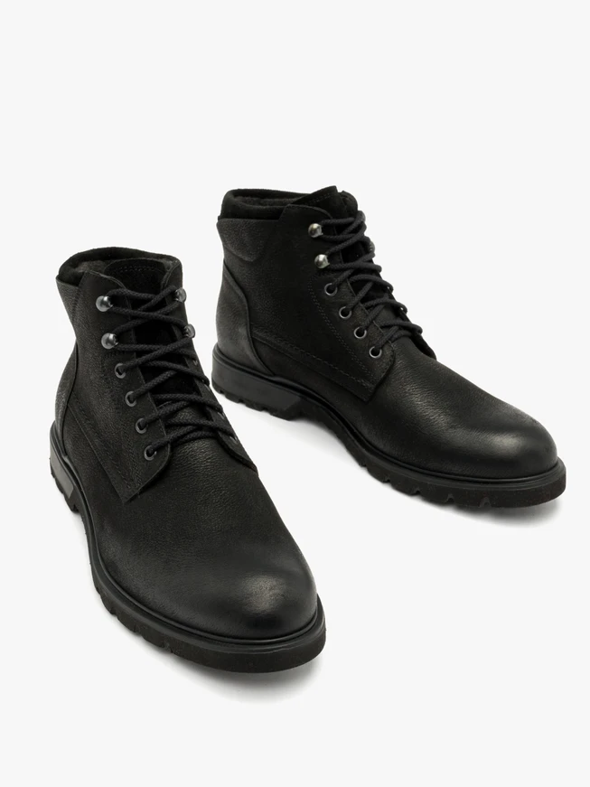 Schwarze Herren-Kombistiefel aus Leder
