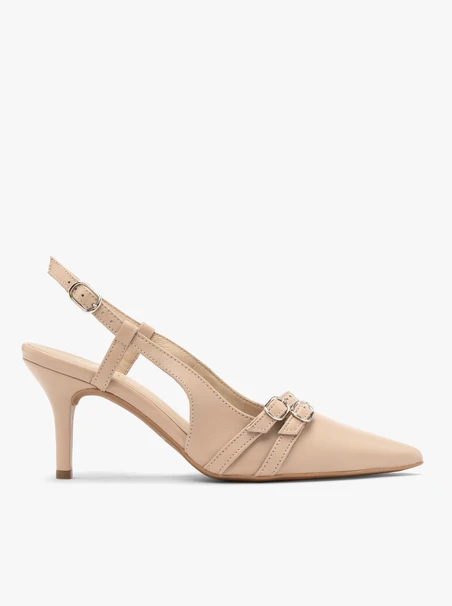 Czółenka slingback z dekoracyjnymi paskami
