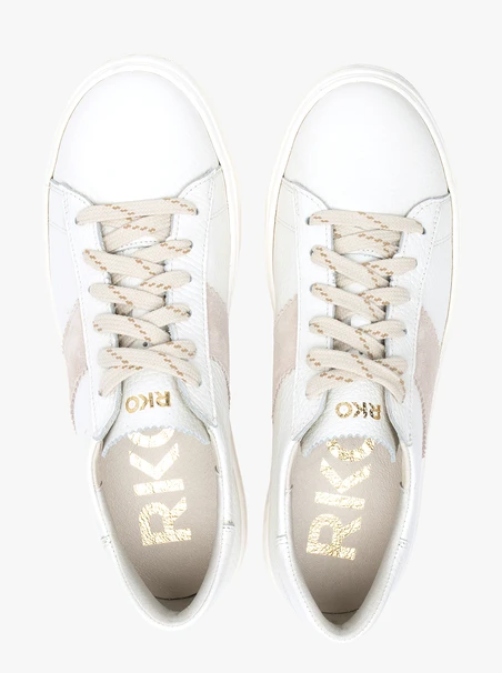 Cream Women’s Lace-Up Leather Shoes