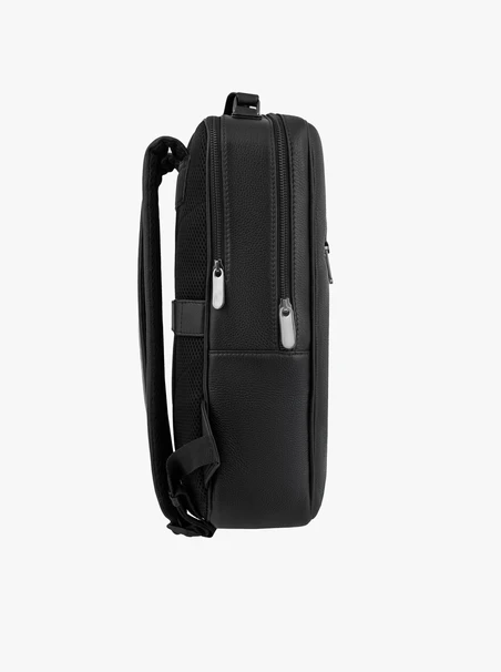 Schwarzer Leder A4 Rucksack für Laptop Handgepäck