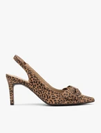 Slingback-Pumps im Leopardenmuster mit Schleife