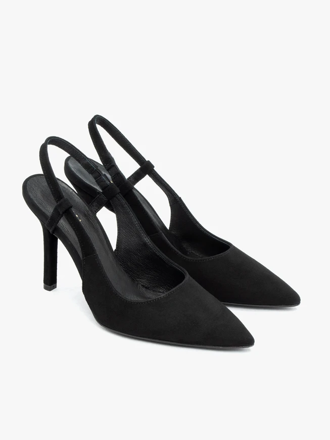 Schwarze Stiletto-Pumps ohne Absatz