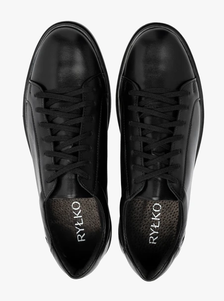 Men's black lace-up semi-boots in sporty style