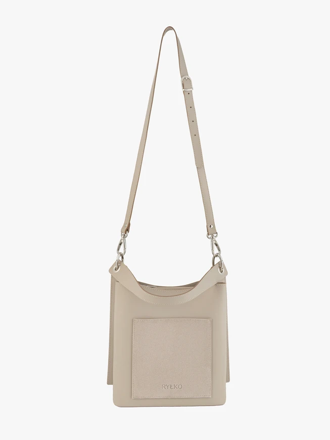 Beigefarbene Leder-Tragetasche