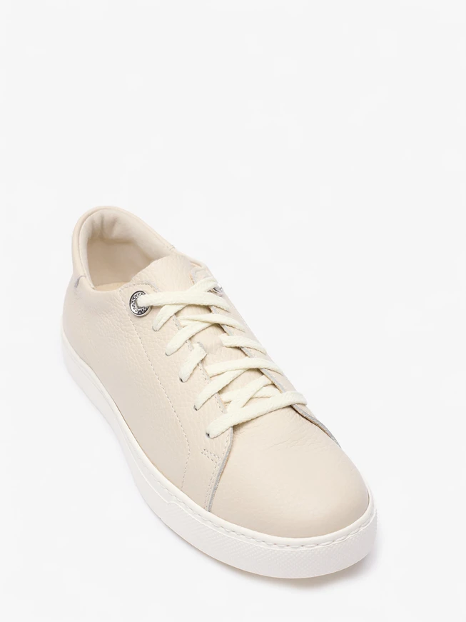 Beżowe sneakersy ze skóry licowej