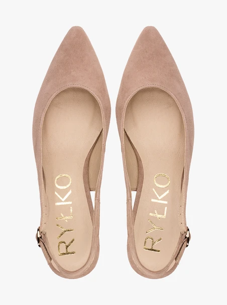 Beżowe czółenka slingback bez pięty