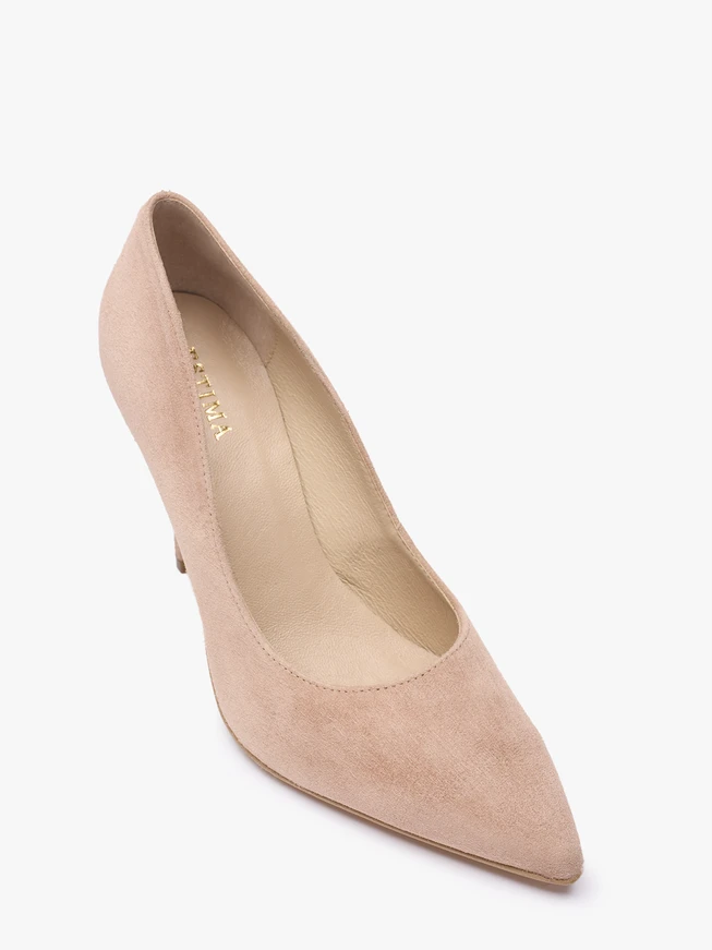 Hohe Stiletto-Pumps aus rosa Velours