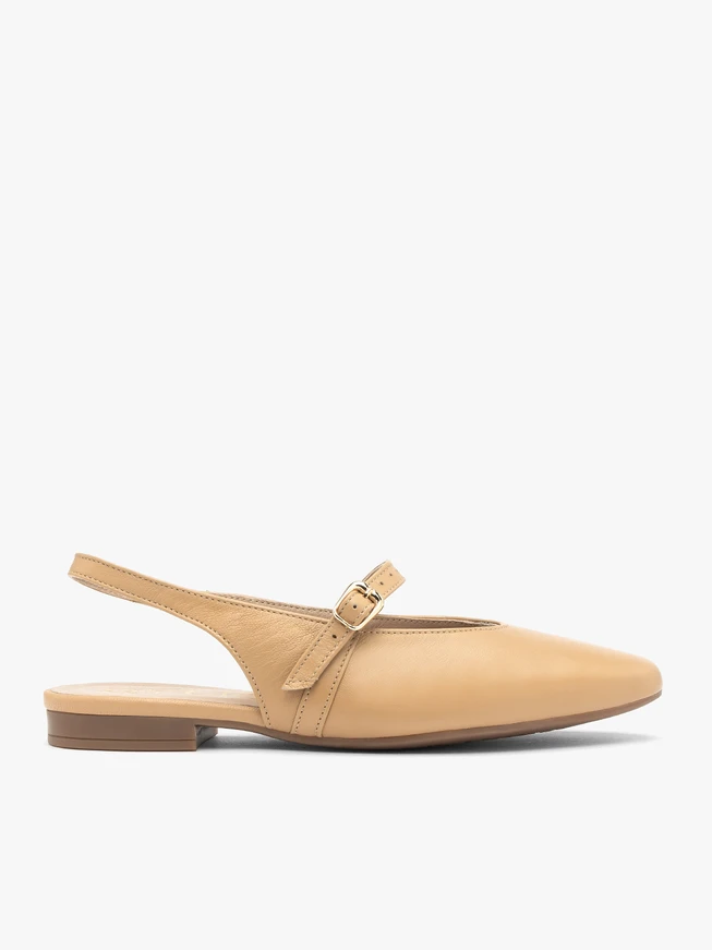 Beige Leather Slingback