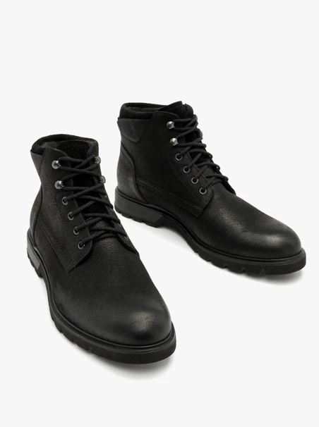 Schwarze Herren-Kombistiefel aus Leder