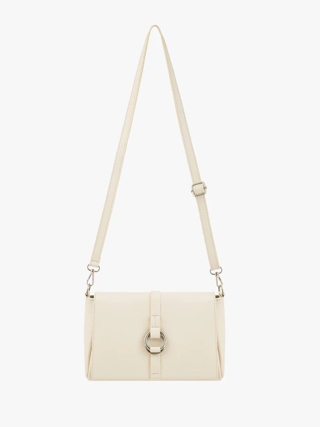 Cremefarbene Lederhandtasche