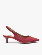Kastanienbraune Slingback-Pumps ohne Absatz