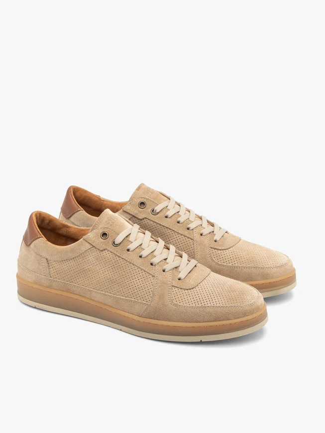 Beige sportliche Halbschuhe mit Perforationen