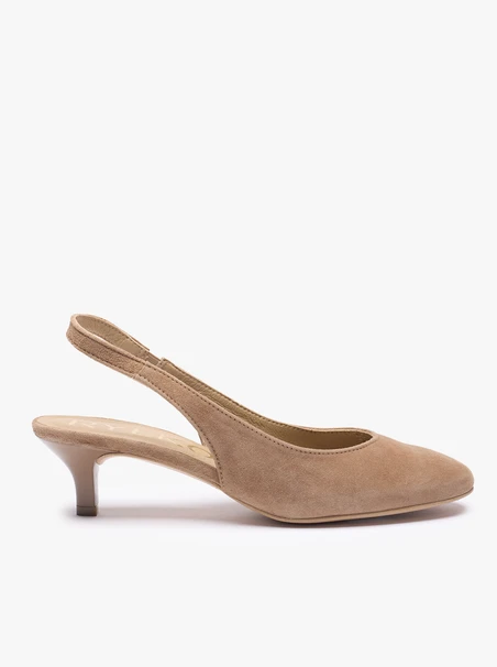 Jasnobrązowe czółenka slingback bez pięty
