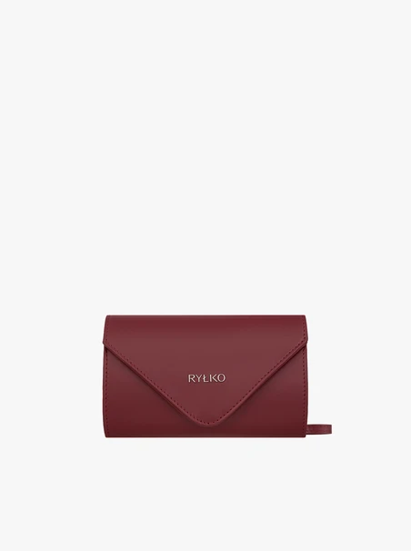 Burgundy leather clutch bag