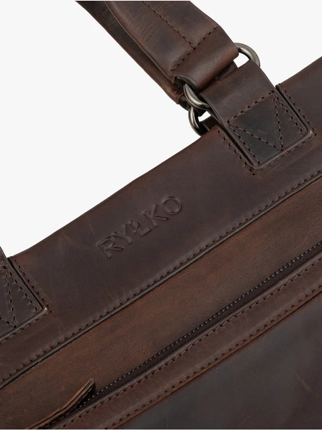Braune A4-Laptoptasche aus genarbtem Leder