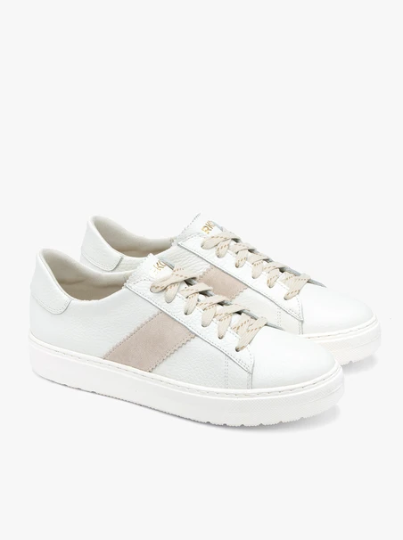 Cream Women’s Lace-Up Leather Shoes