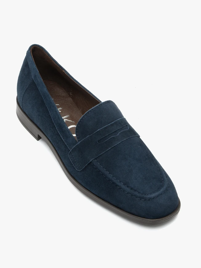 Mokassins aus marineblauem Veloursleder