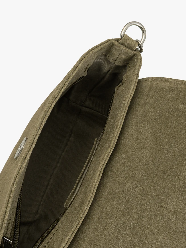 Olive Handtasche mit großer Schnalle
