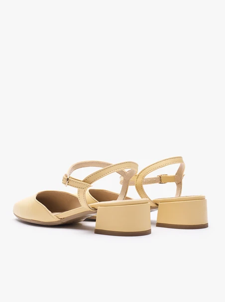 Leuchtend gelbe Slingback-Pumps mit niedrigem Schaft