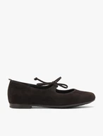 Dunkelbraune Schnür-Ballerinas